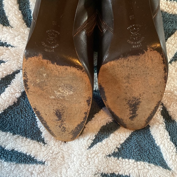J. Crew Brown Leather Side Zipper 4" Heel Boots sz: 10 M / Made in ITALY - Picture 8 of 11
